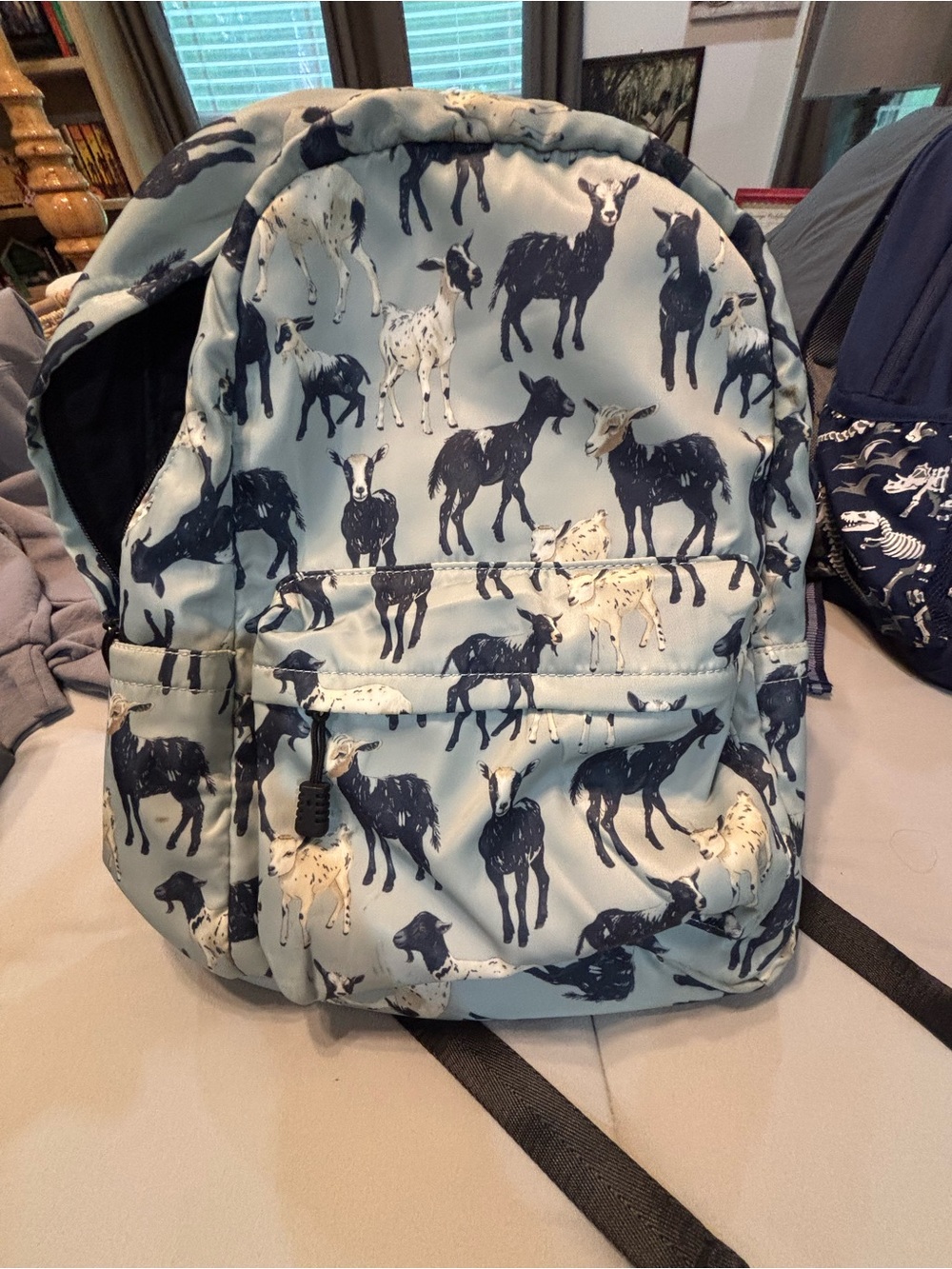 Kids Goat-Print Light Blue Backpack